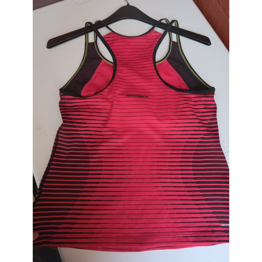 New Balance Women's Strappy Active Tank Top Red Black L Large Minimalist